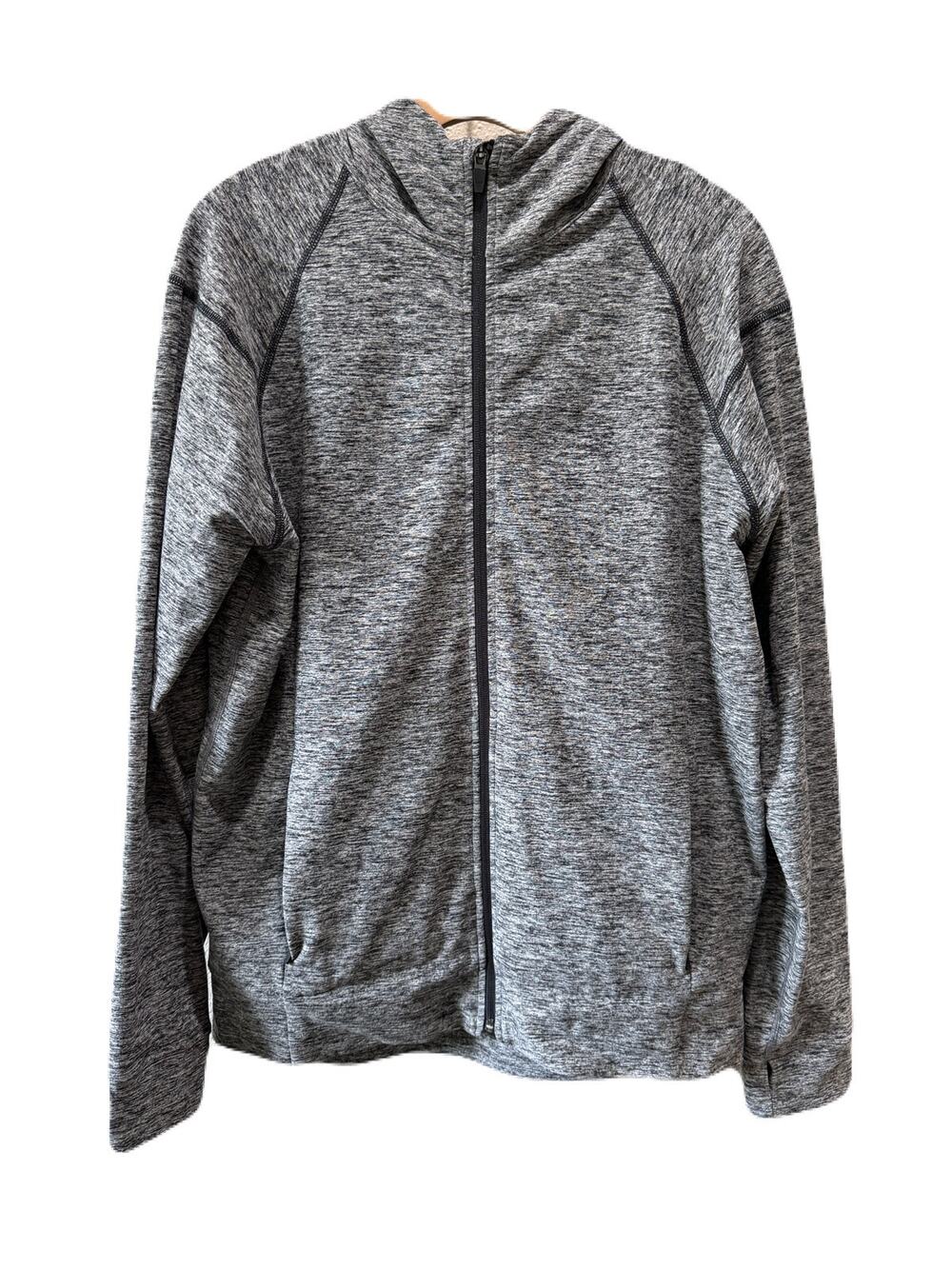 SODO Apparel Mens Gray Heathered Long Sleeve Full Zip Performance Hoody Size L